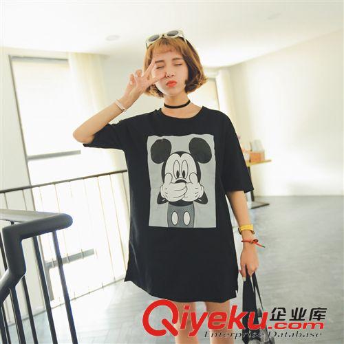 5.19 2015夏季新款韓版時(shí)尚百搭米奇中長(zhǎng)款圓領(lǐng)寬松短袖t恤 女原始圖片3