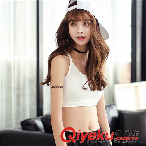 5.16 2015歐美性感AA吊帶顯瘦短款露臍修身交叉打底衫小背心 女原始圖片3