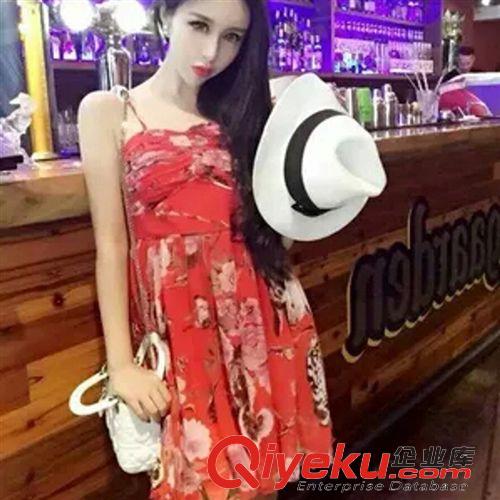 5月30號新款 歐洲站時尚dp復古印花吊帶抹胸連衣裙