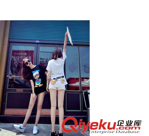 5月15號(hào)新款 春夏新款 搞怪卡通唐老鴨休閑寬松T中長(zhǎng)款印花棉T原始圖片3