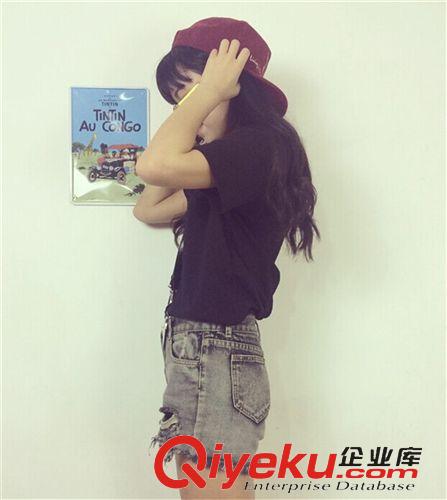 T恤 2015夏季新款簡(jiǎn)約純色經(jīng)典款 韓國(guó)竹節(jié)棉圓領(lǐng)休閑短袖T恤女原始圖片2