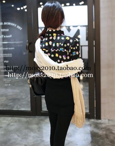 襯衣 2015春季新品女裝 韓版時尚 可愛卡通頭像 雪紡襯衫襯衣原始圖片3