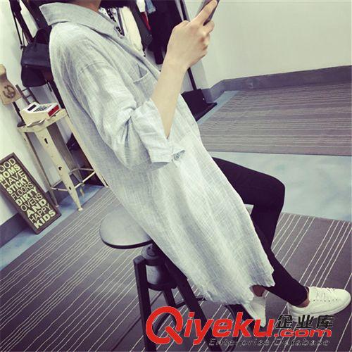 防曬衣 麻料大版中長款長袖 女大碼薄款襯衫防曬衣外套原始圖片2