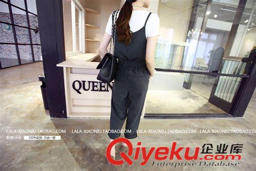 4月上旬新款 歐美女裝2015春夏季新款 立體剪裁吊帶上衣+高腰顯瘦西裝褲 套裝原始圖片2