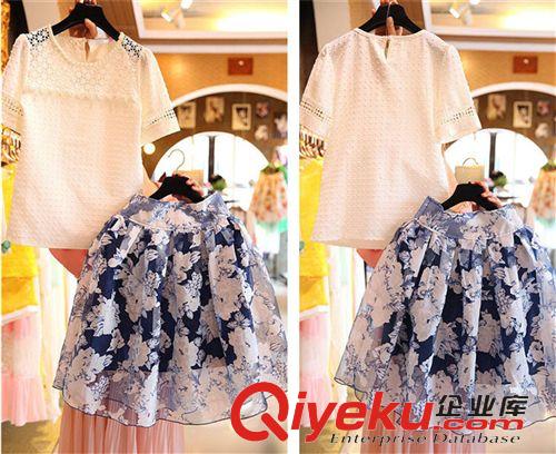 套裝系列 代理加盟2015夏季新款女裝歐美歐根紗兩件套套裝熱銷爆款原始圖片2