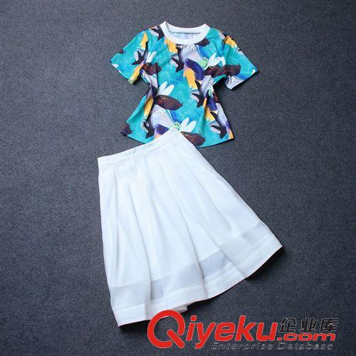 套裝系列 代理加盟2015夏季新款女裝歐美歐根紗兩件套套裝熱銷爆款