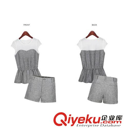 套裝系列 2015春季女裝歐洲站套裝上衣短褲休閑兩件套修身顯瘦短袖女原始圖片2