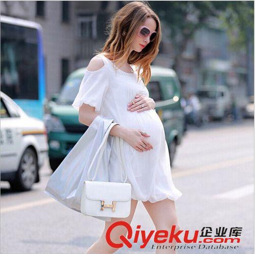 孕婦系列 2015夏季新款時尚孕婦裝韓版露肩寬松雪紡歐根紗孕婦連衣裙原始圖片2