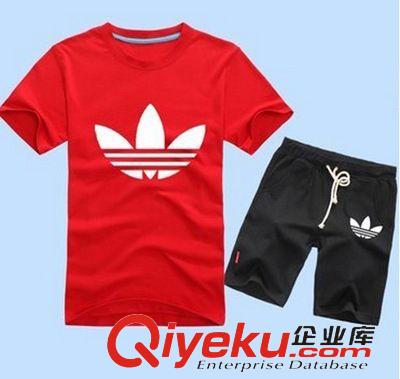 情侶裝 2015夏季新款時(shí)尚情侶運(yùn)動(dòng)休閑套裝男女短袖T恤短褲棉套裝潮原始圖片3