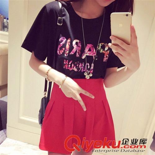 女式T恤 青春短袖T恤韓國顯瘦純棉打底衫2015歐美休閑修身上衣地攤衣服女