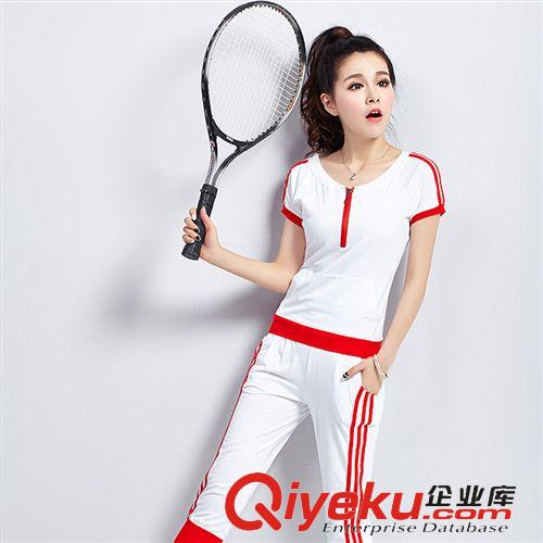 休閑套裝 2015夏季新款短袖休閑套裝潮時尚印花衛(wèi)衣七分褲運動服套裝