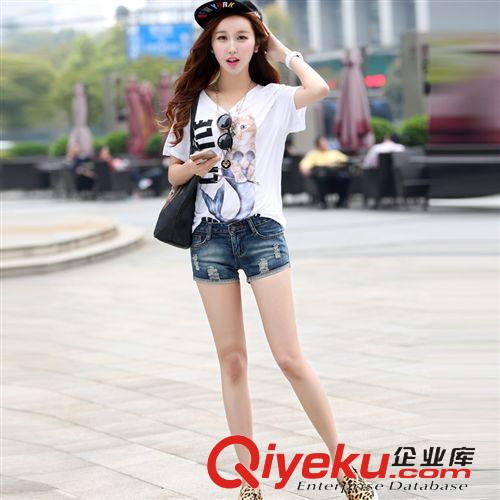 精品女褲 2015新款女裝修身時(shí)尚顯瘦熱褲 磨破牛仔短褲 女原始圖片3