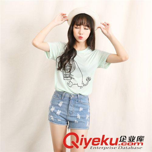 精品女褲 2015新款韓版時尚破洞牛仔短褲卷邊寬松熱褲潮原始圖片3