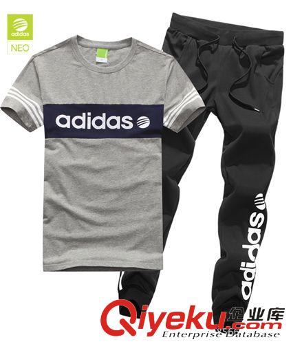 夏季運動套裝 2015淘寶爆款夏季運動休閑套裝 男式純棉短袖T恤長褲運動套裝批發(fā)