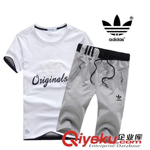 夏季運(yùn)動(dòng)套裝 男式運(yùn)動(dòng)套裝夏裝2015新款男裝青年休閑運(yùn)動(dòng)服男短袖跑步套裝批發(fā)