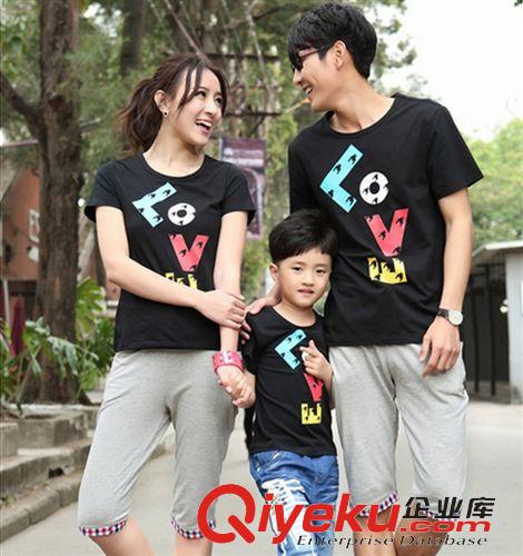 新款五 2015夏新款親子裝 韓版修身love短袖T恤家庭裝原始圖片2