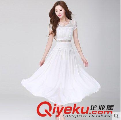 四月新款 2015夏季新款韓版女式修身領口系帶愛心無袖大擺連衣裙