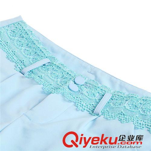 休閑女褲 2015春季韓版修身顯瘦休閑褲 女式蕾絲拼接九分小腳褲原始圖片3