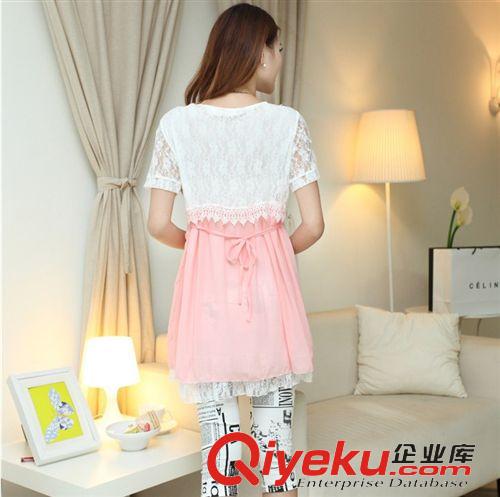 店長推薦 2015夏季新款孕婦裝 韓版時尚蝴蝶結小清新甜美孕婦連衣裙原始圖片3