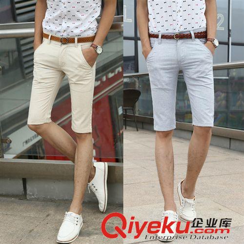 店長推薦 2015夏新款男式休閑褲 韓版棉麻修身直筒五分馬褲原始圖片2