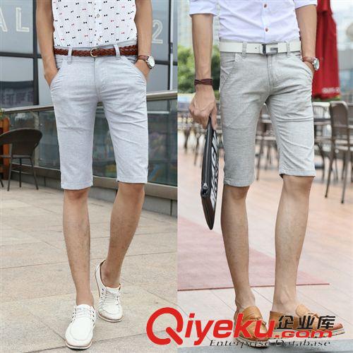 店長推薦 2015夏新款男式休閑褲 韓版棉麻修身直筒五分馬褲原始圖片3