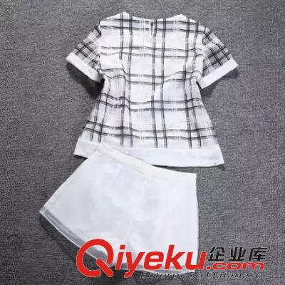 套裝 夏裝新款2015女歐洲站名媛小香風短褲歐根紗兩件套休閑套裝原始圖片3