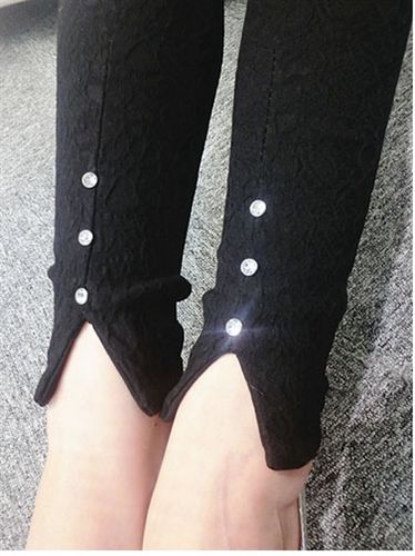 褲子 2015早春新款三粒扣設計浮雕暗紋高彈力小腳褲鉛筆褲女原始圖片2