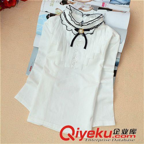 2015新款春裝 爆款兒童毛衣中大女童韓版高領(lǐng)純棉打底衫蝴蝶結(jié)棉線衣一件代發(fā)