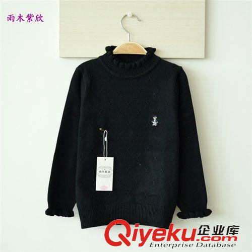 毛衣系列 品牌童裝120-160春秋裝女童毛衣純棉中領木耳領線衣毛衣一件代發