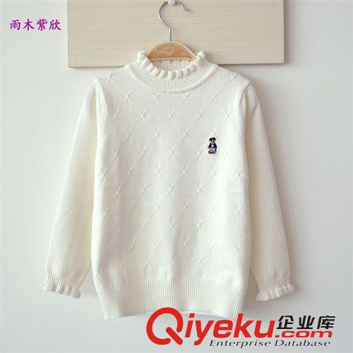 毛衣系列 品牌童裝120-160春秋裝女童毛衣純棉中領木耳領線衣毛衣一件代發