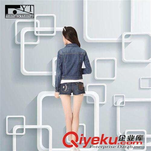 精品女裝上衣 2015歐版女春裝新款 時尚百搭修身顯瘦大碼做舊牛仔 長袖外套短款