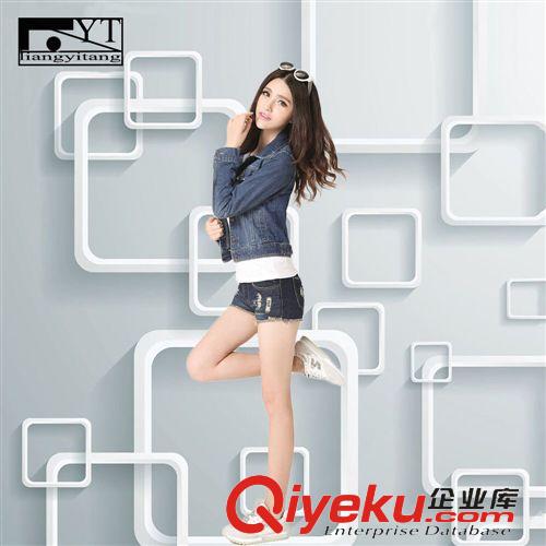 精品女裝上衣 2015歐版女春裝新款 時尚百搭修身顯瘦大碼做舊牛仔 長袖外套短款