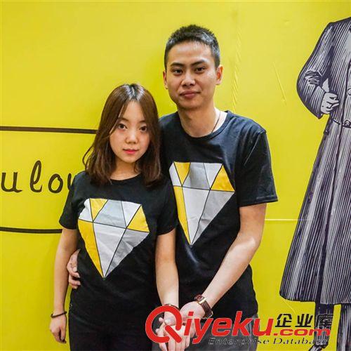 情侶裝 2015夏{zx1}款鉆石圖案學院風韓版情侶裝 閨蜜裝 姐妹裝 女T恤原始圖片2