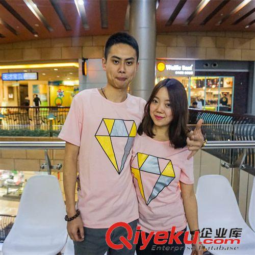 情侶裝 2015夏{zx1}款鉆石圖案學院風韓版情侶裝 閨蜜裝 姐妹裝 女T恤原始圖片3