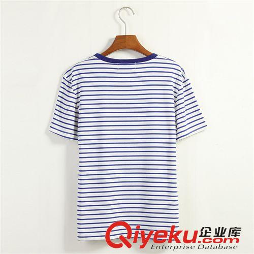情侶裝系列 一件代發(fā)2015夏季新款韓版條紋海軍風(fēng)圖案情侶裝短袖t恤班服會(huì)服原始圖片3