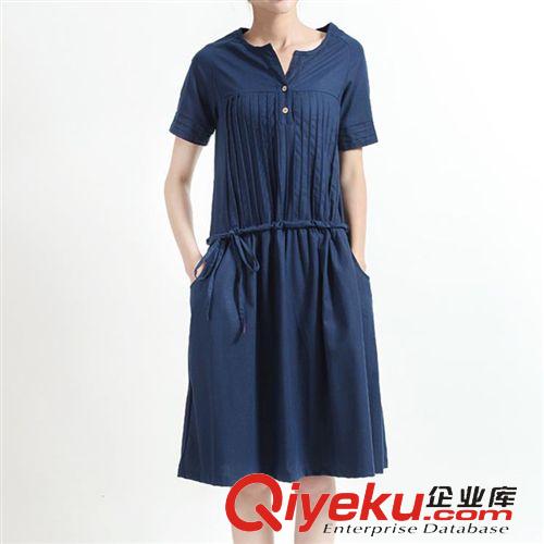 折扣專區(qū) 夏季新款2015韓版顯瘦棉麻連衣裙女裝胖mm文藝范森系寬松亞麻長裙原始圖片3