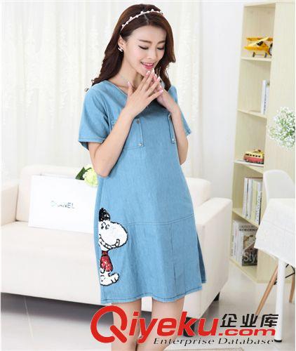 孕婦裙 2015新款韓版大碼孕婦牛仔裙孕婦裝夏裝原始圖片2