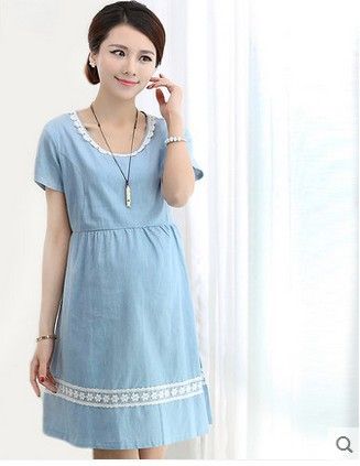 孕婦裙 新款韓版春夏季孕婦裝韓版時(shí)尚牛仔孕婦裙