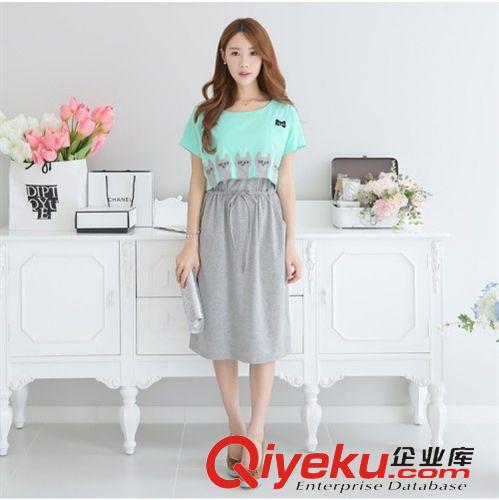孕婦裙 孕婦裝哺乳衣時尚外出夏裝新款喂奶衣連衣裙短袖顯瘦哺乳裙原始圖片2