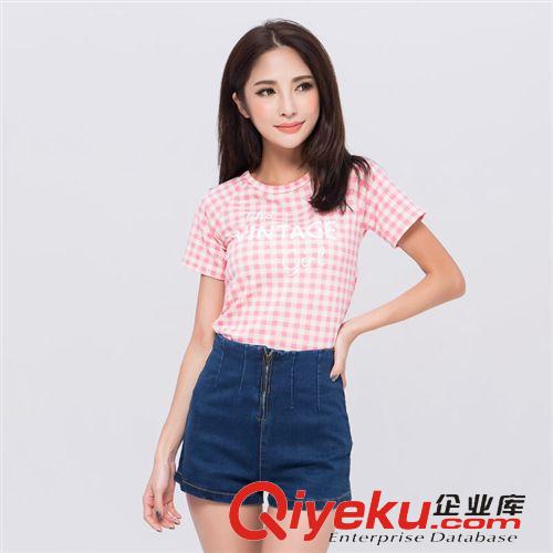 牛仔短褲 韓版高腰褶皺拉鏈門襟收腰提臀牛仔短褲原始圖片2