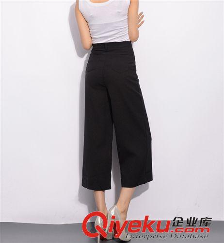休閑褲 春夏韓國新款休閑女寬腿褲復(fù)古顯瘦高腰寬松闊腿褲原始圖片2