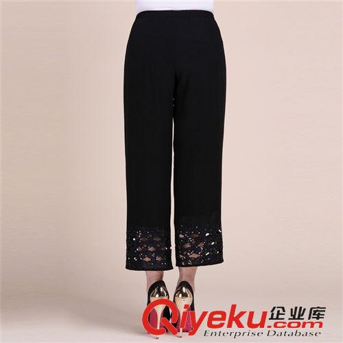 褲子系列1 新款夏季女褲寬松大碼直筒褲純色中老年女式九分褲媽媽褲子批發原始圖片2