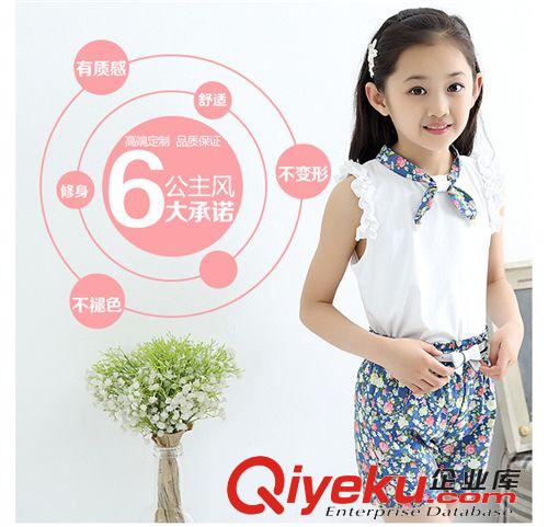 15女童套裝 童裝女童套裝2015夏季新款韓版 兒童寶寶夏裝中大童無袖童套裝原始圖片3