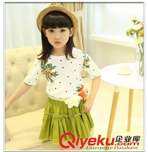 15女童套裝 品牌童裝 2015夏季新款女童套裝 中大童夏季套裙時(shí)尚公主套裙原始圖片2