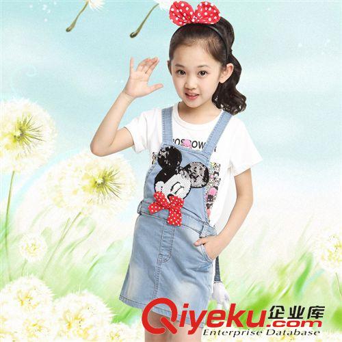 女童專區 女童裝2015新款夏裝兒童卡通動漫背帶褲寶寶背帶牛仔裙原始圖片3
