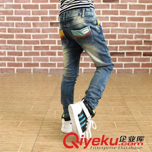男童專區(qū) 2015新款韓版中大童男童春秋牛仔褲 黃綠后袋牛仔褲 廠家直批潮原始圖片2