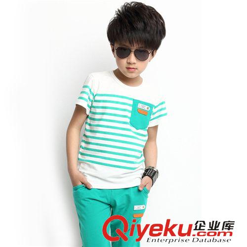 批發(fā){za} 2015男童套裝 中大兒童夏季套裝 韓版88全棉兩件套批發(fā)