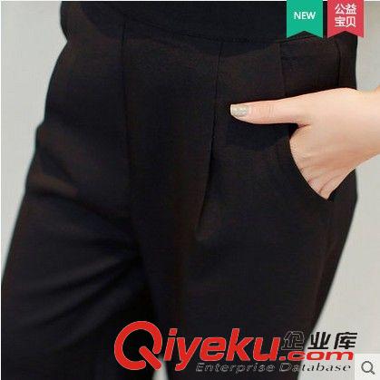 時尚休閑套裝 2015夏裝新款修身顯瘦短袖上衣闊腿褲條紋兩件套小香風休閑套裝女原始圖片3