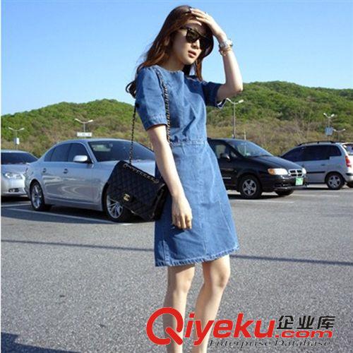 牛仔裙 2015夏裝新款女韓版顯瘦收腰系帶時尚牛仔連體短褲牛仔連衣褲裙褲