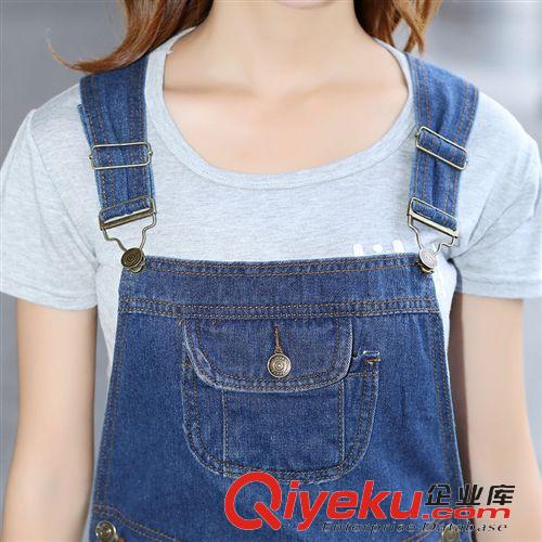 牛仔短褲 2015新品牛仔背帶女式修身牛仔韓版時尚吊帶連體褲一件代發可混批